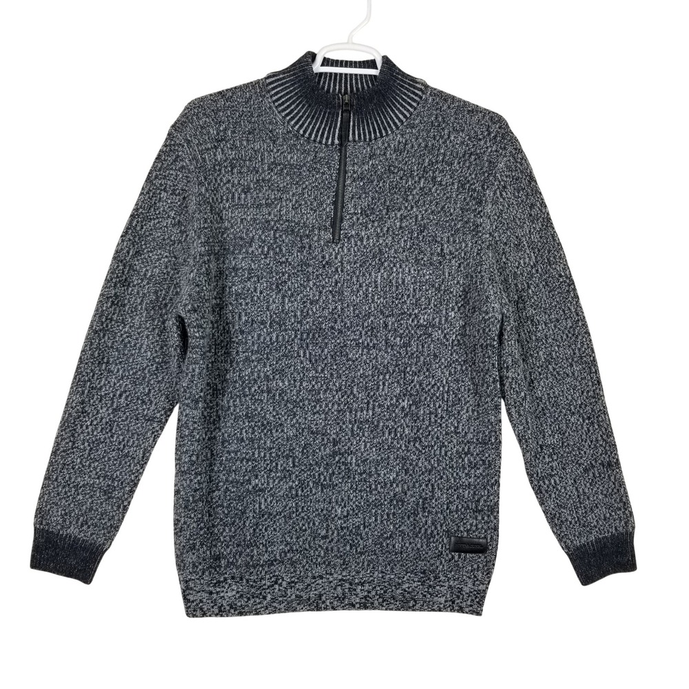 Rodd & Gunn Sweater Mens 2XL Charcoal Wool Alpaca Blend Quarter Zip Leather Trim